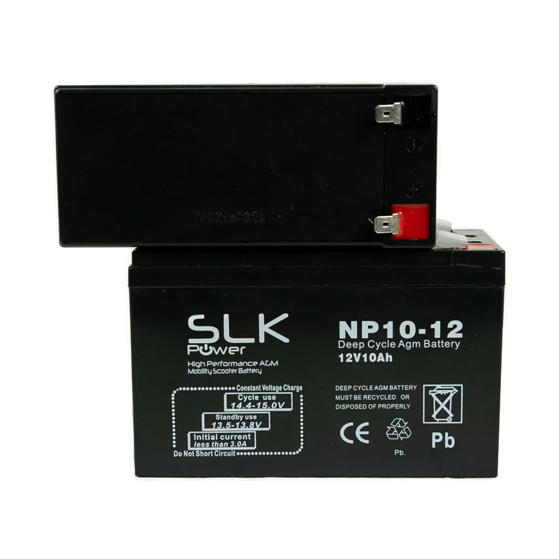 2 x 12v 10AH SLK AGM Mobility Scooter Batteries