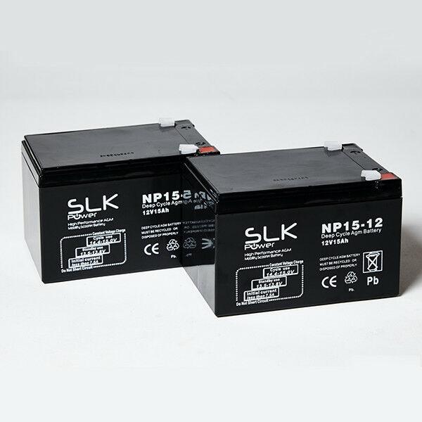 2 x 12v 15AH SLK AGM Mobility Scooter Batteries