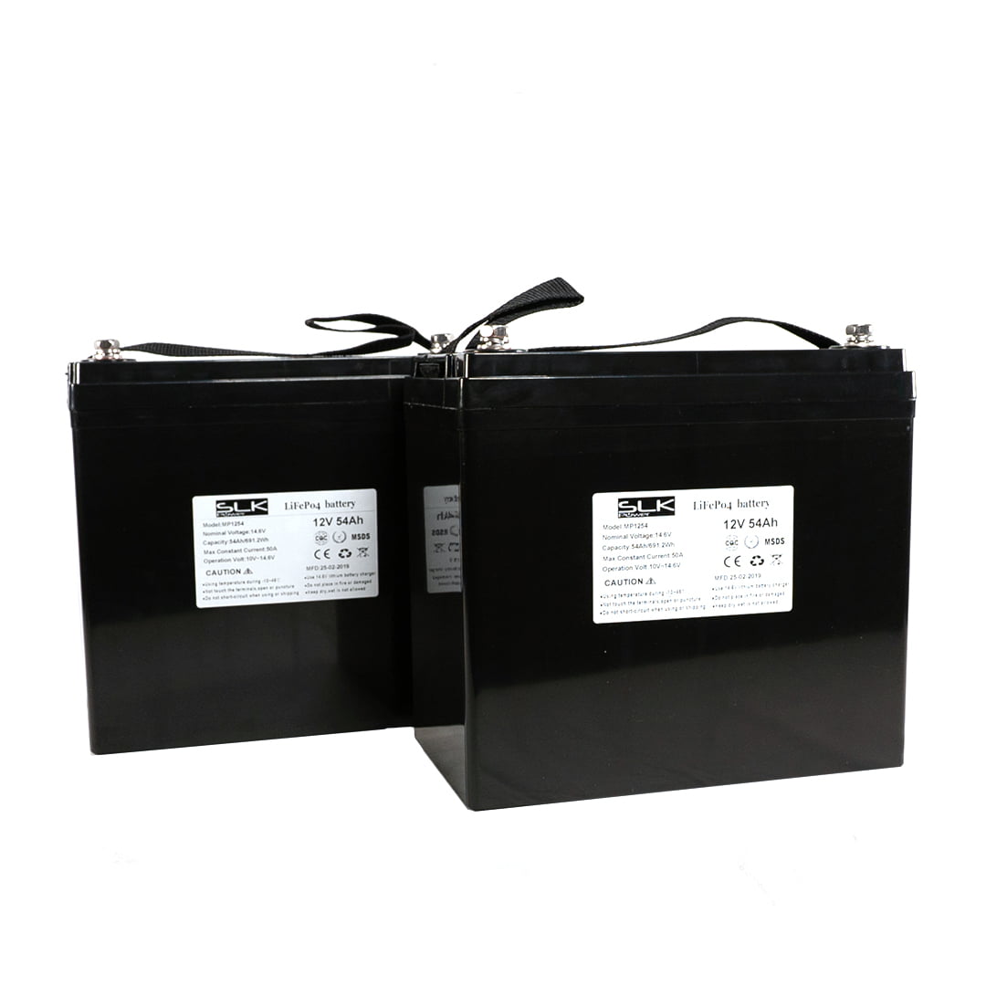 2 x 12v 54ah Lithium Mobility Scooter Batteries + Charger Bundle