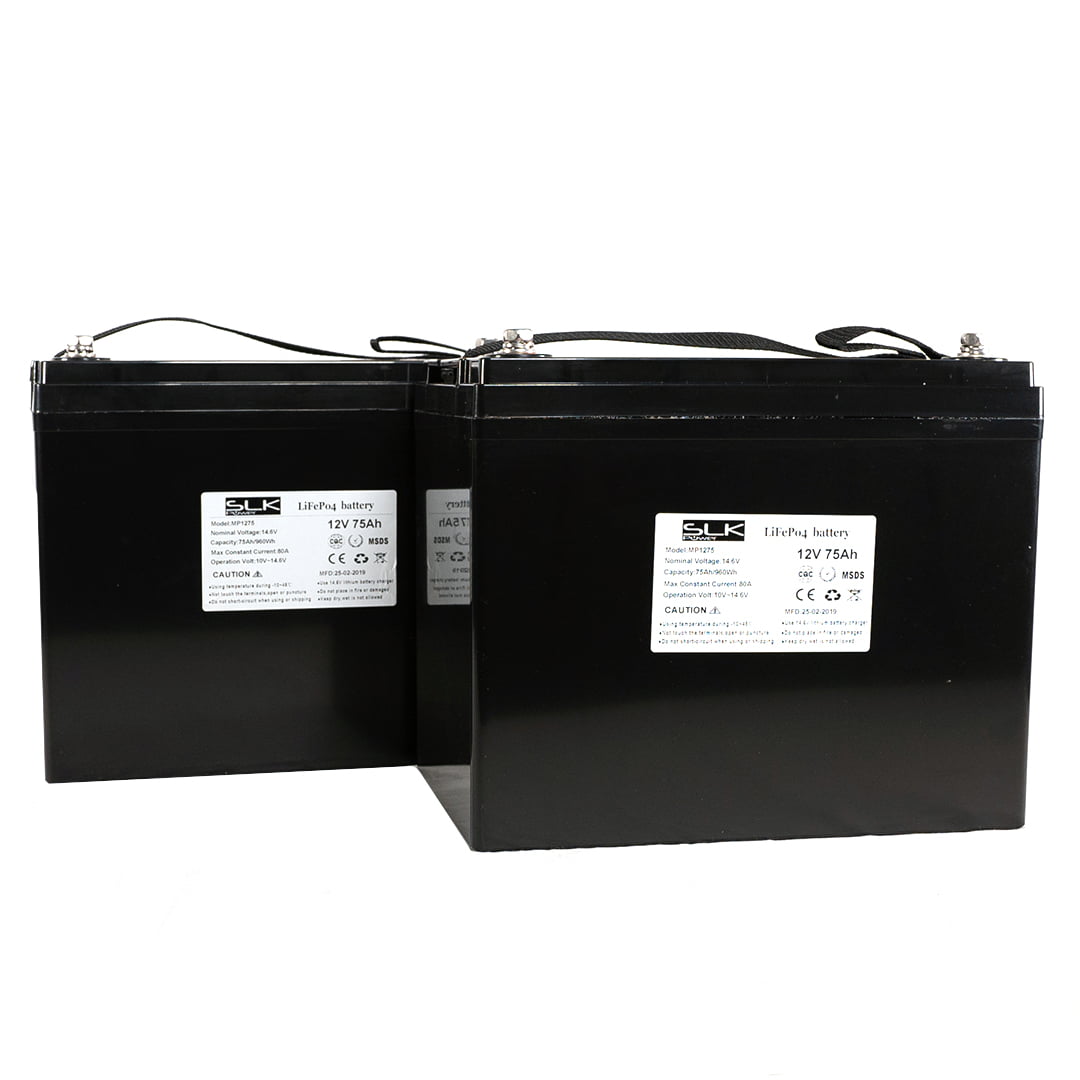 2 x 12v 75ah Lithium Mobility Scooter Batteries + Charger Bundle