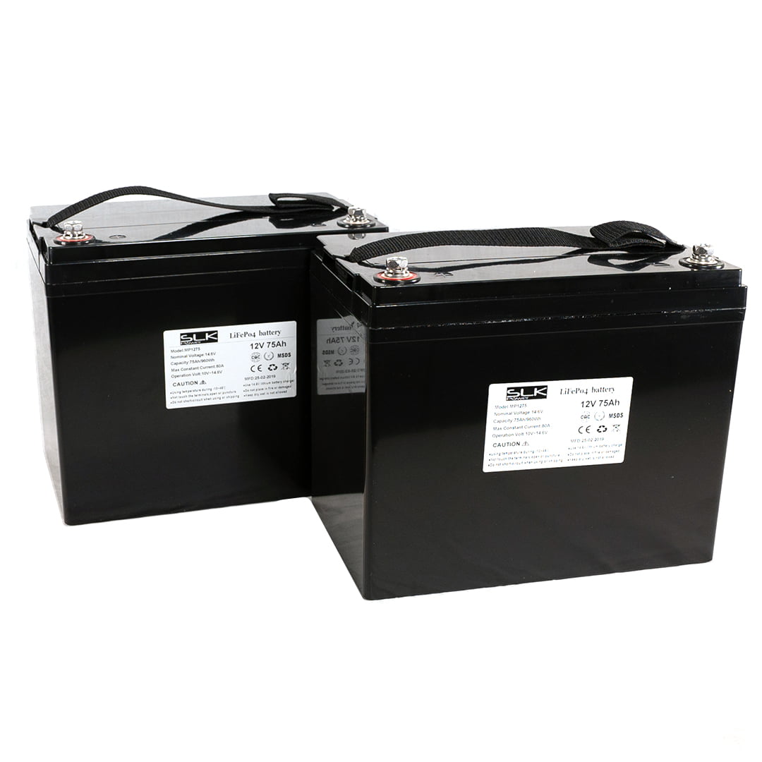2 x 12v 75ah Lithium Mobility Scooter Batteries + Charger Bundle