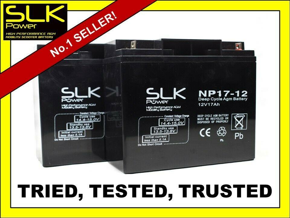 2 x 12v 17AH SLK AGM Mobility Scooter Batteries