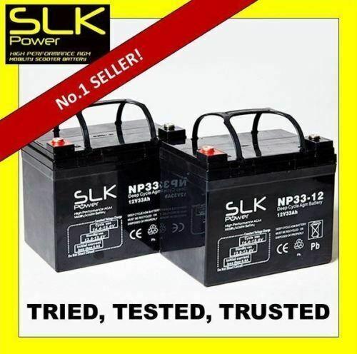 2 x 12v 33AH SLK AGM Mobility Scooter Batteries