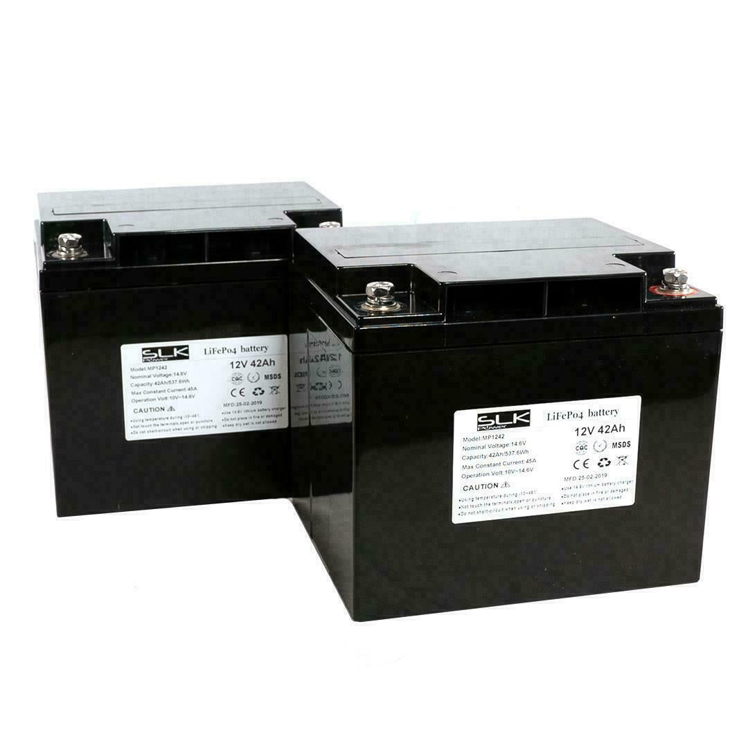 2 x 12v 42ah Lithium Mobility Scooter Batteries + Charger Bundle