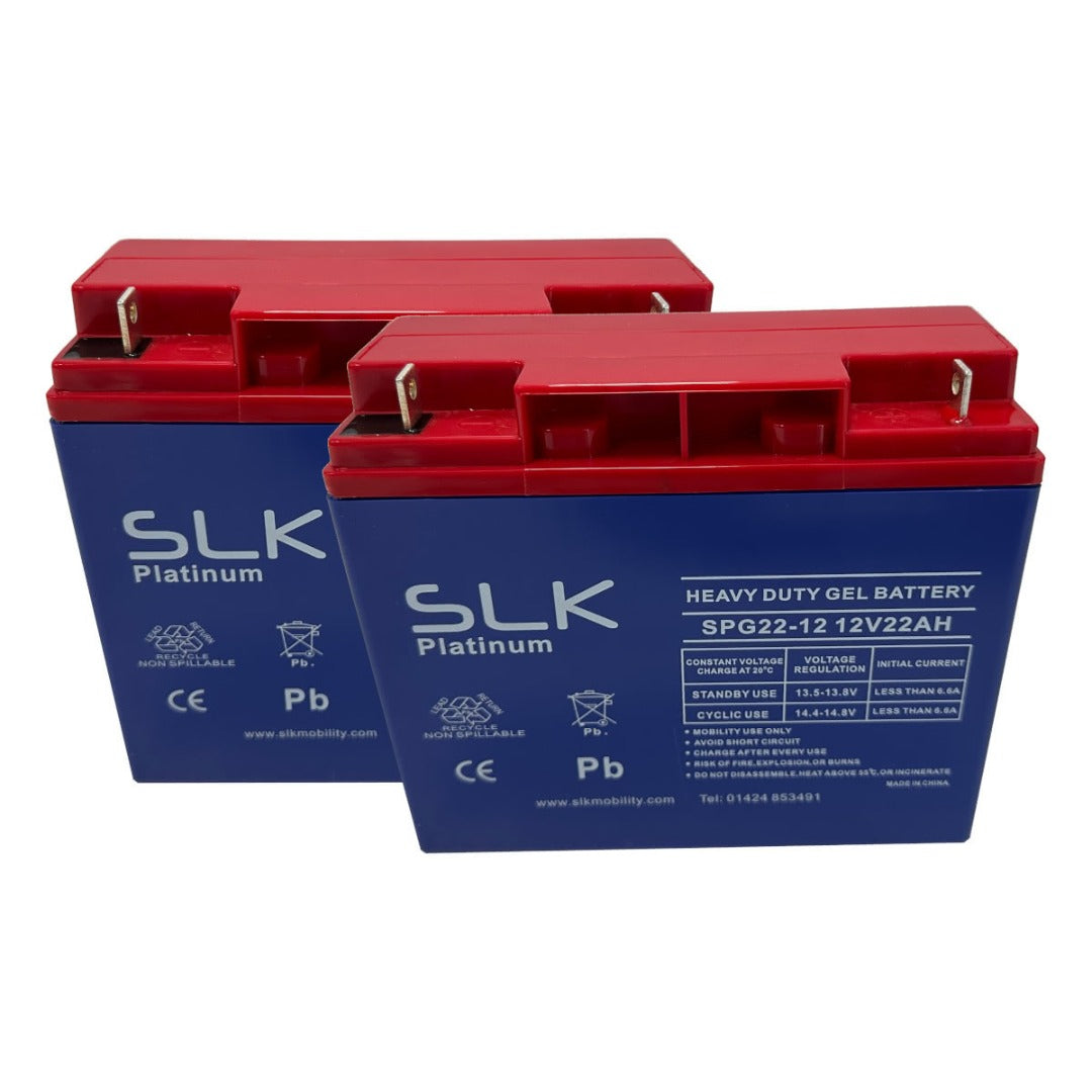 2 x 12v 22AH SLK Platinum GEL Mobility Scooter Batteries