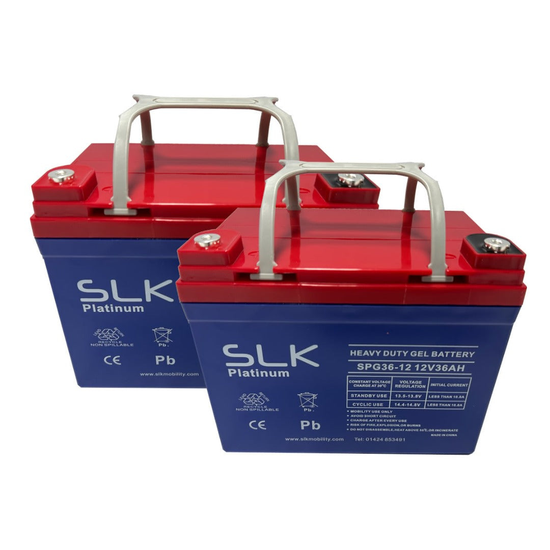 2 x 12v 36AH SLK Platinum GEL Mobility Scooter Batteries