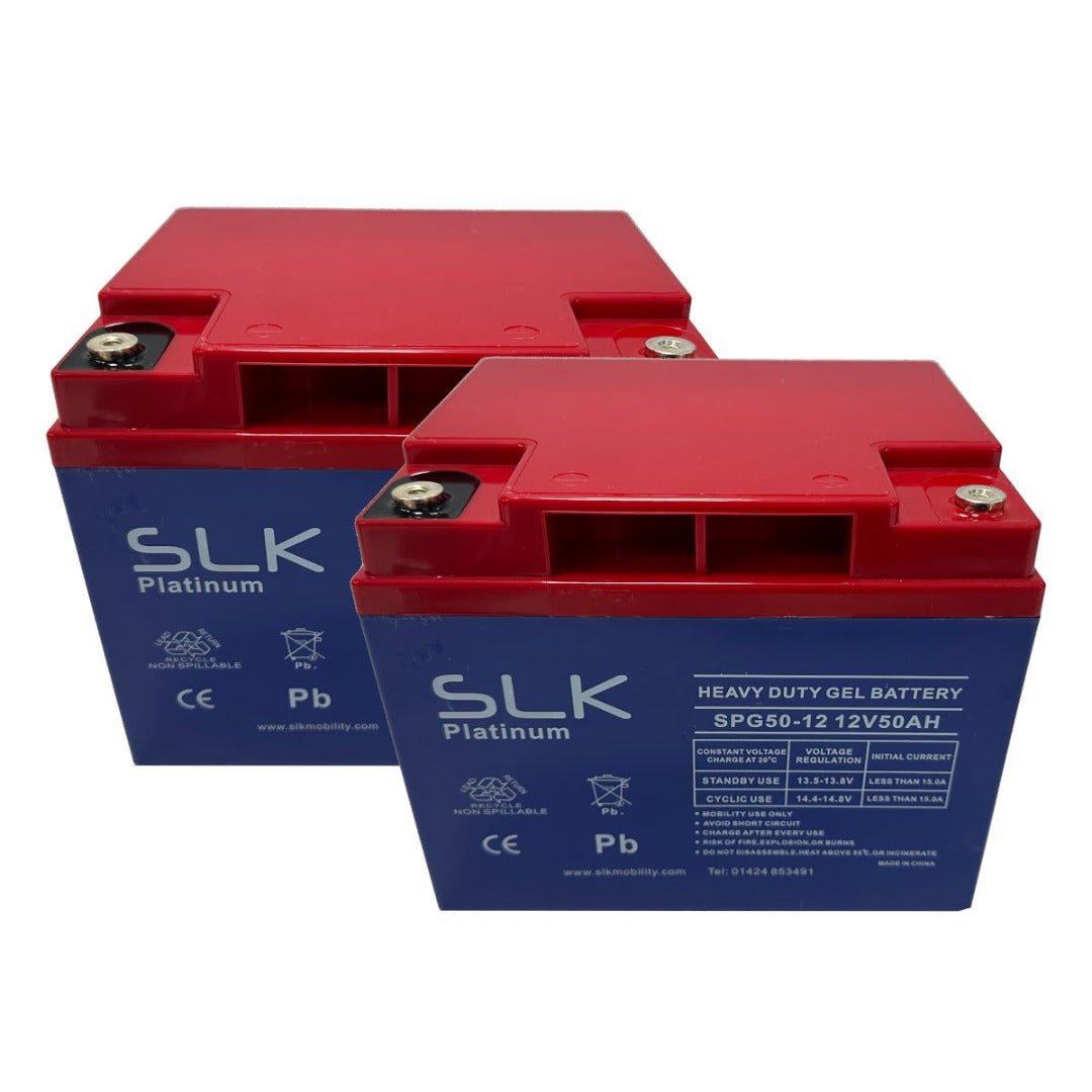 2 x 12v 50AH SLK Platinum GEL Mobility Scooter Batteries