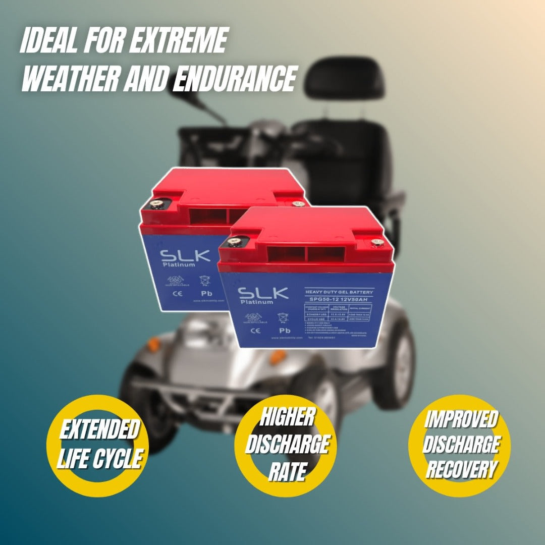 2 x 12v 10AH SLK Platinum GEL Mobility Scooter Batteries