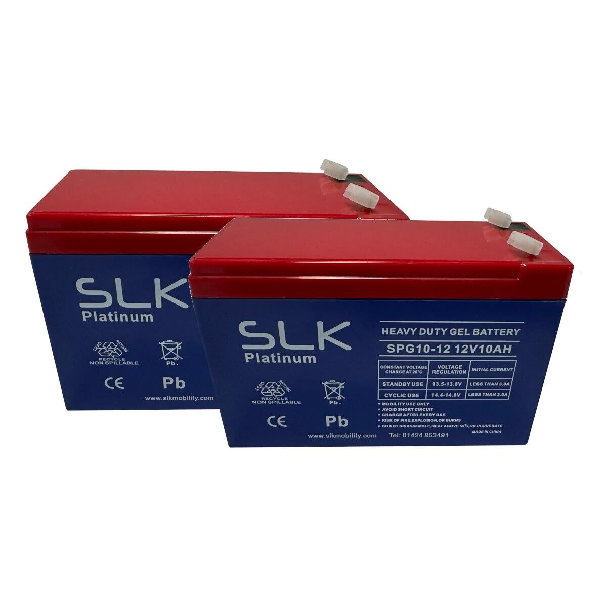 2 x 12v 10AH SLK Platinum GEL Mobility Scooter Batteries