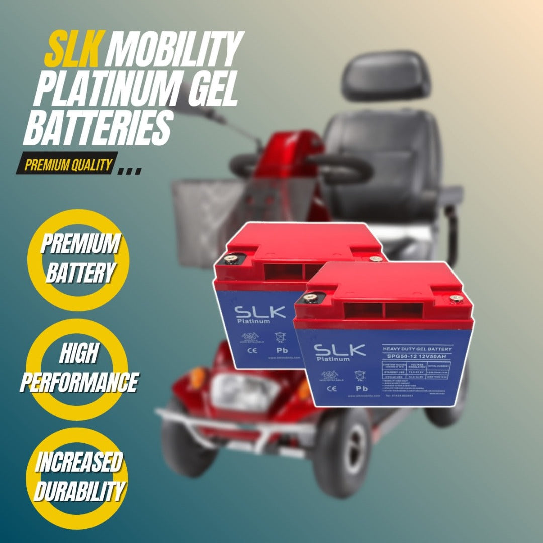 2 x 12v 10AH SLK Platinum GEL Mobility Scooter Batteries