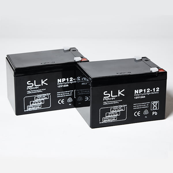 2 x 12v 12AH SLK AGM Mobility Scooter Batteries
