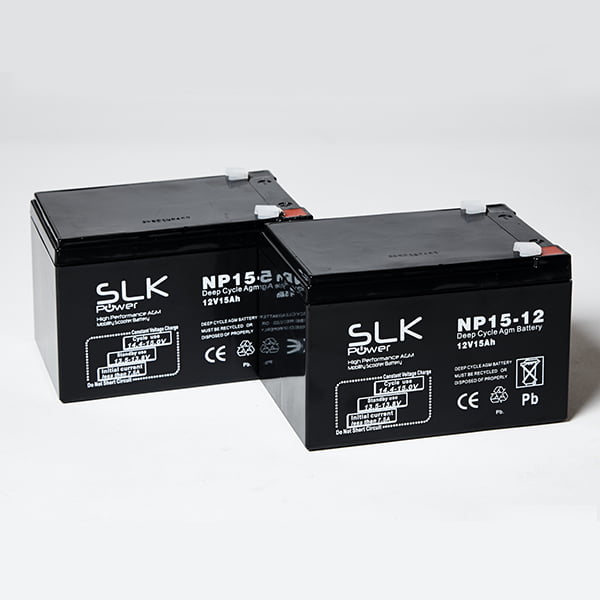 2 x 12v 15AH SLK AGM Mobility Scooter Batteries