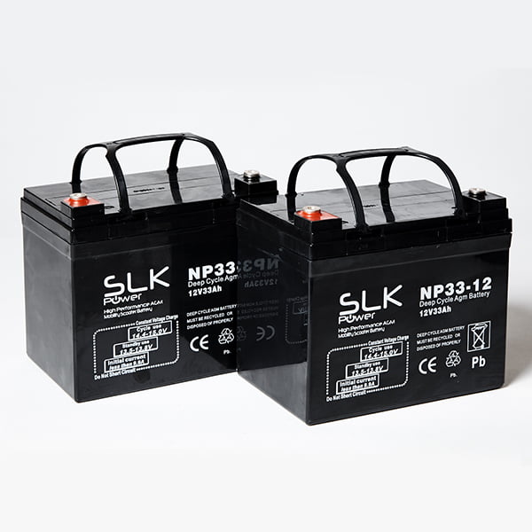 2 x 12v 33AH SLK AGM Mobility Scooter Batteries